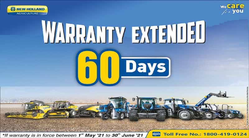 New Holland Agriculture announces 60 days warranty extension on its Agricultural Machines