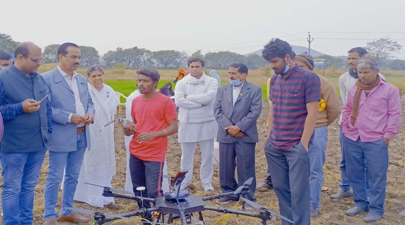 KVK Shajapur leads farmer demonstration on Drone spraying